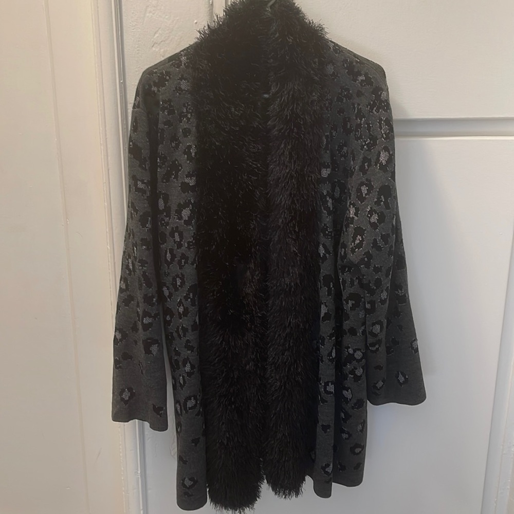 Animal Print open Front Sweater